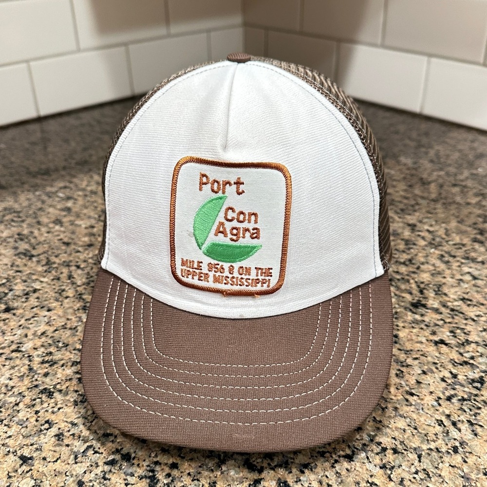 Vintage Port ConAgra Mississippi J Miller Trucker Hat Snapback USA Brown